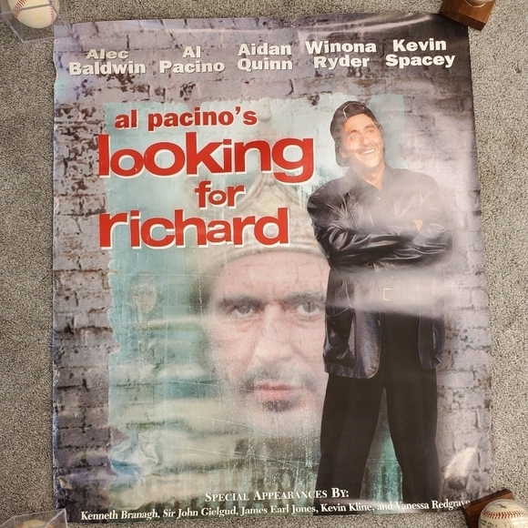 LOOKING For Richard Movie Poster 27x32 Pacino Spacey Baldwin Ryder Authentic VTG - Picture 1 of 7